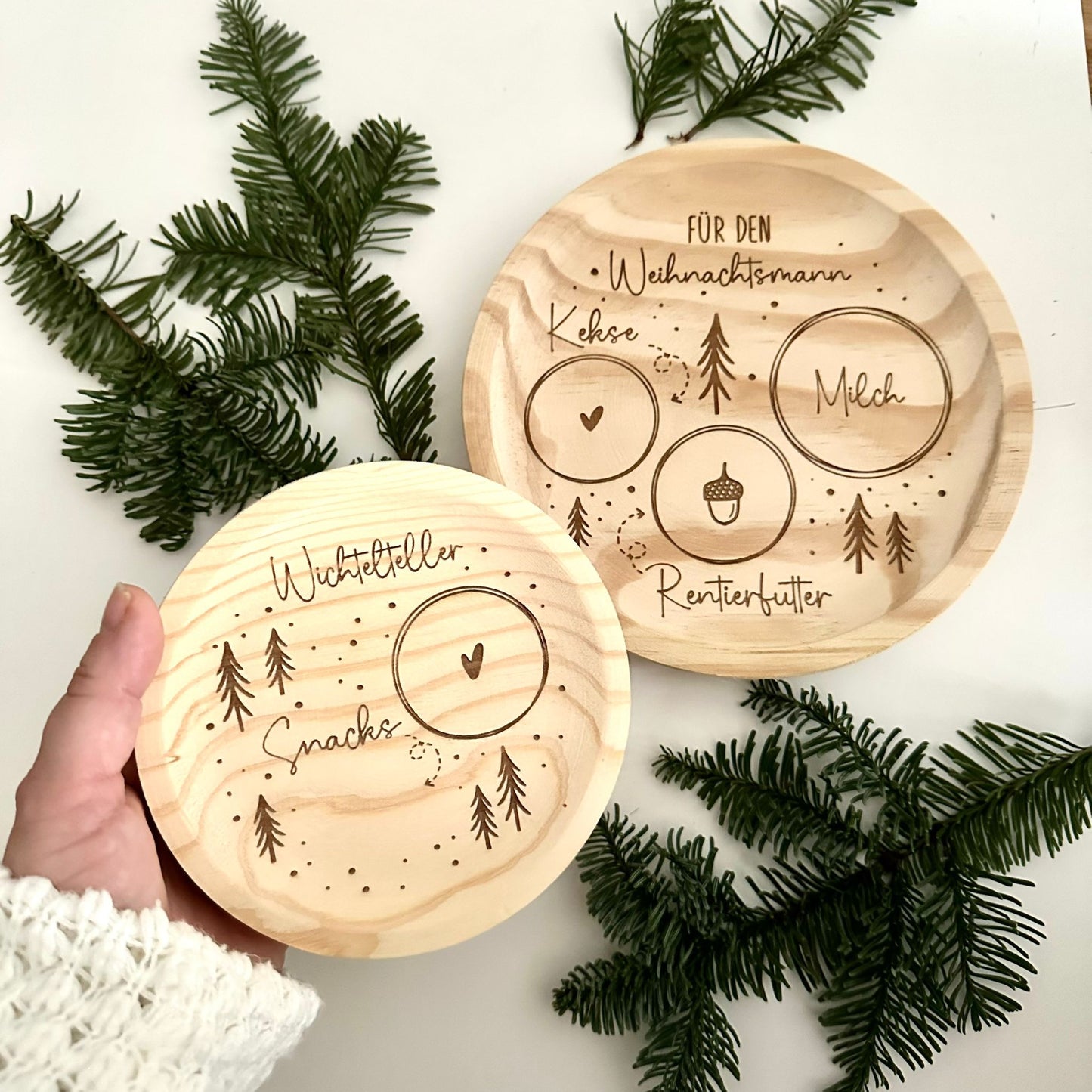 Holzteller für den Weihnachtsmann / Nikolaus / Christkind