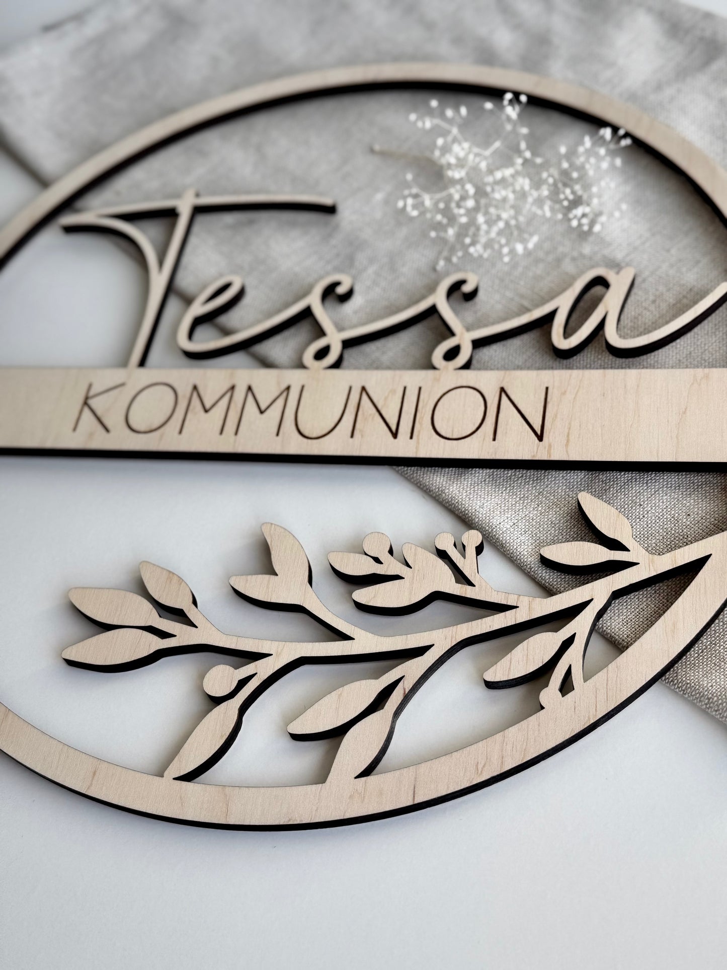 Ring mit Blume und Name - personalisiert