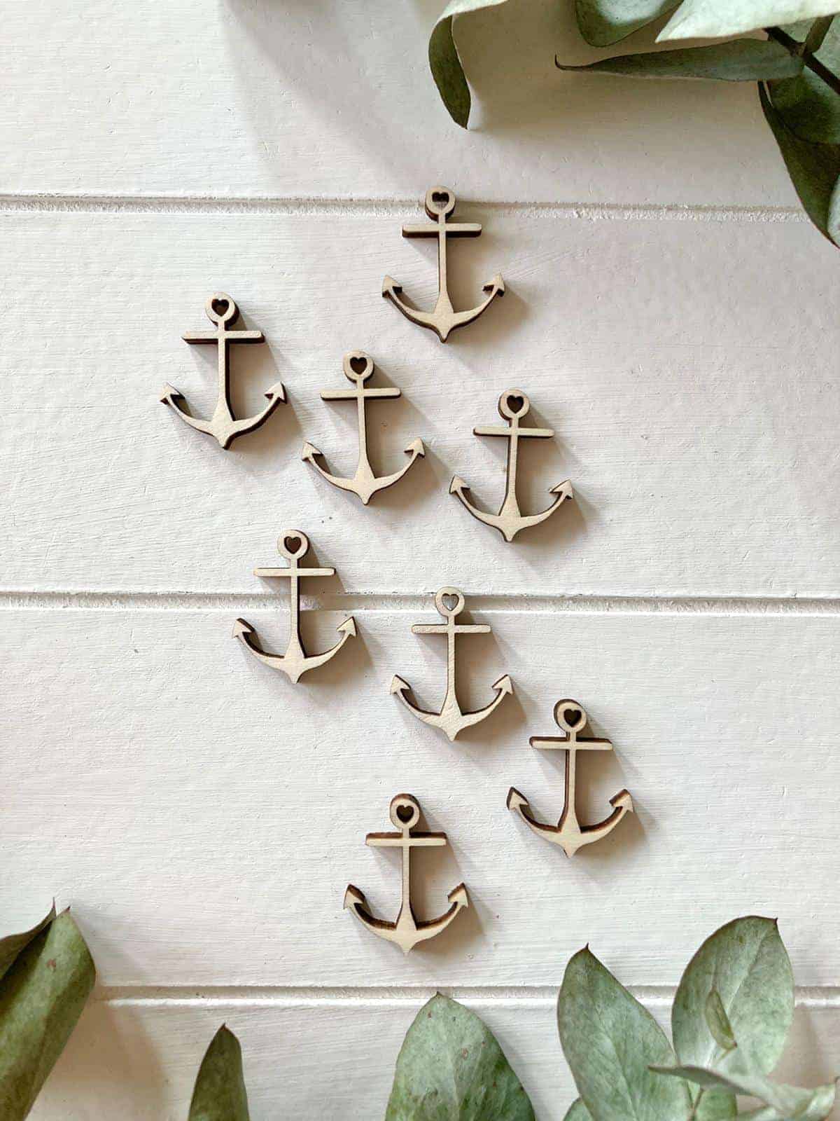 Anker Holzanhänger 3cm mit Herz . 10er Set