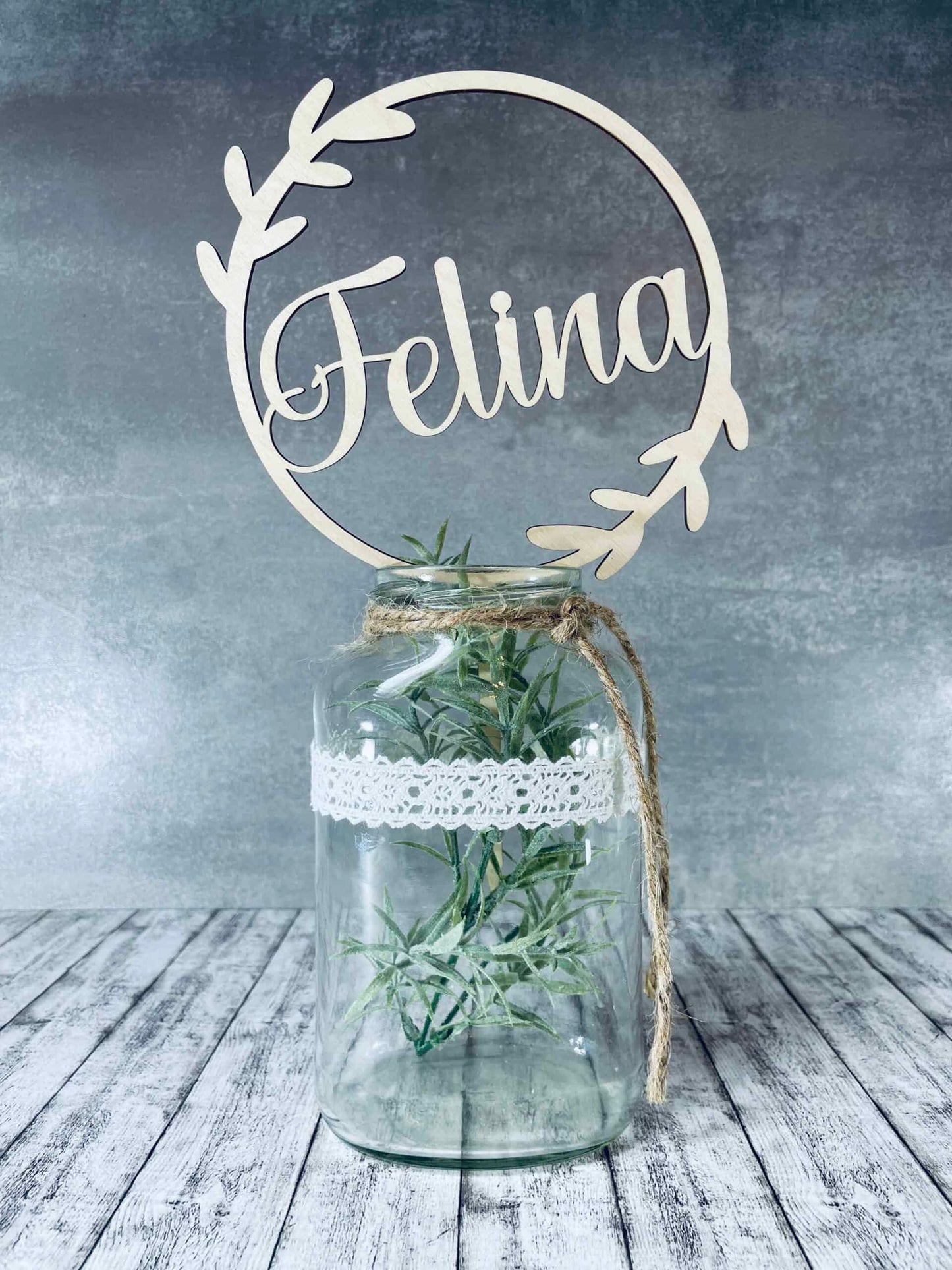 Dekostecker Holz - Ranke mit Name