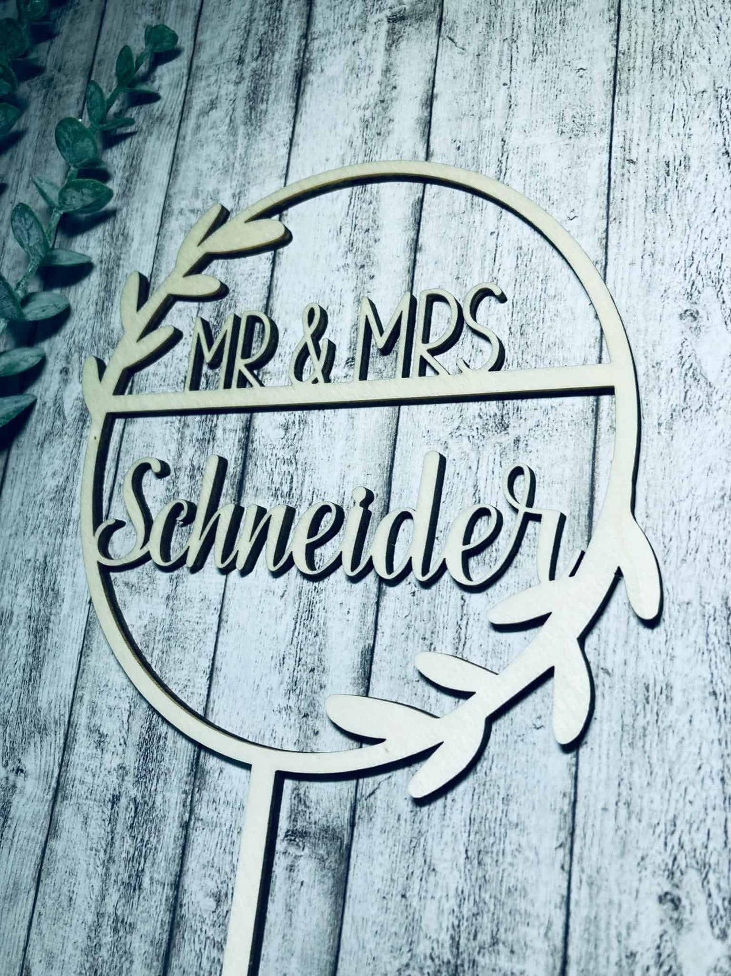 Dekostecker Holz - Hochzeit für Mr. & Mrs. personalisiert