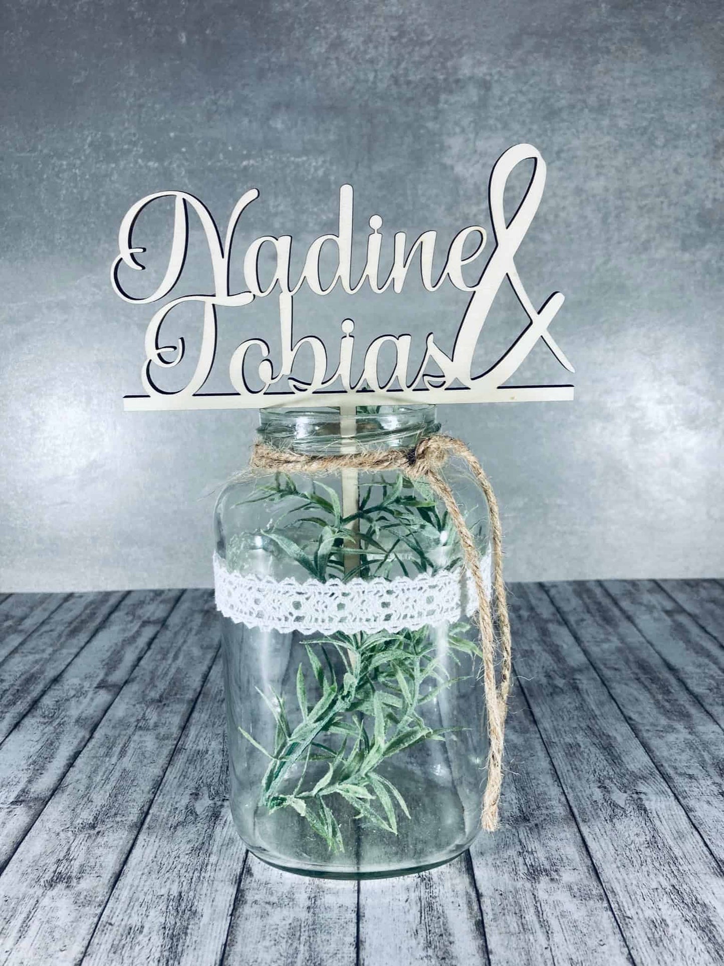 Dekostecker Holz - Hochzeit 150mm 02