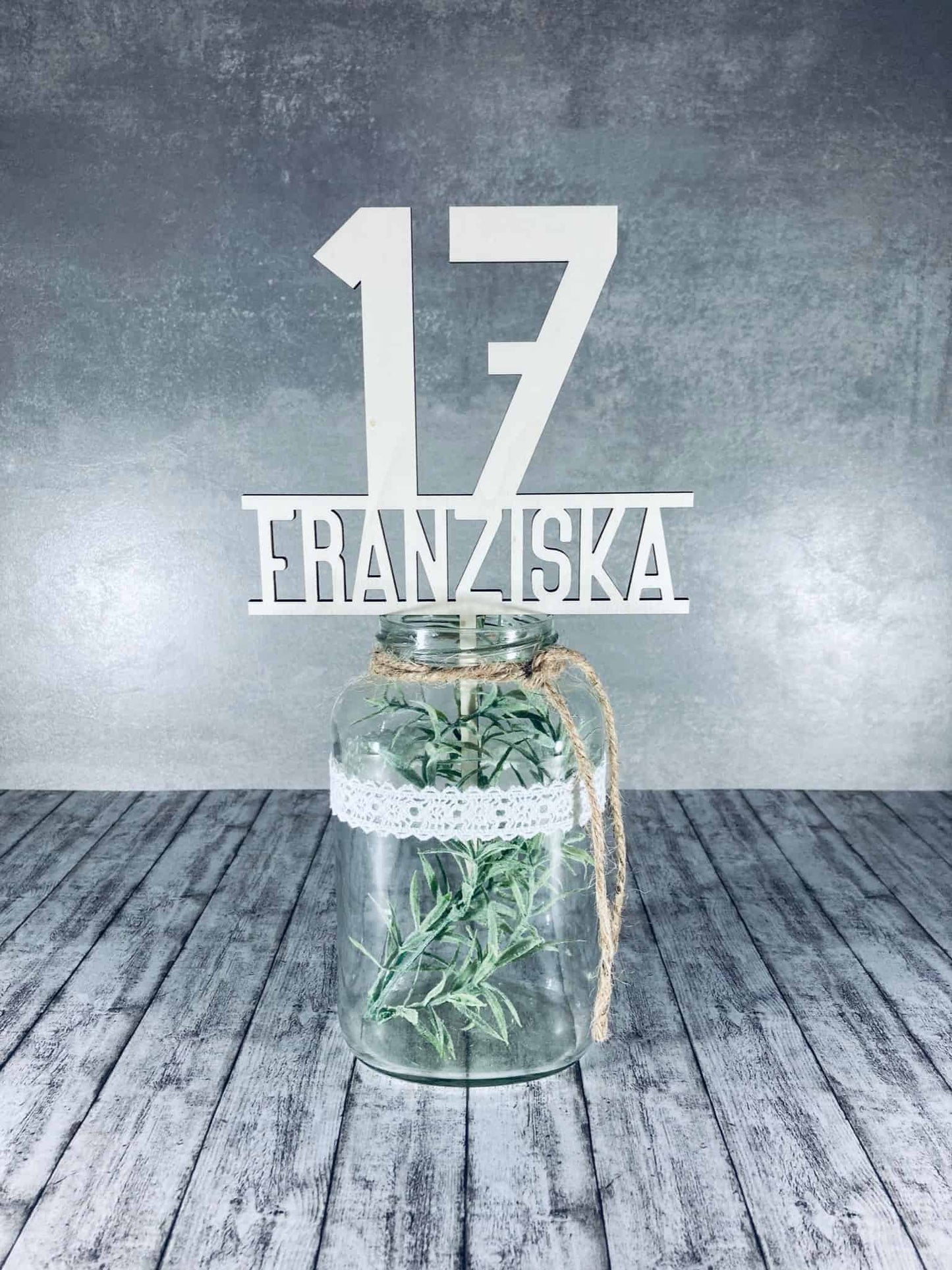 Dekostecker Holz - Zahl und Name