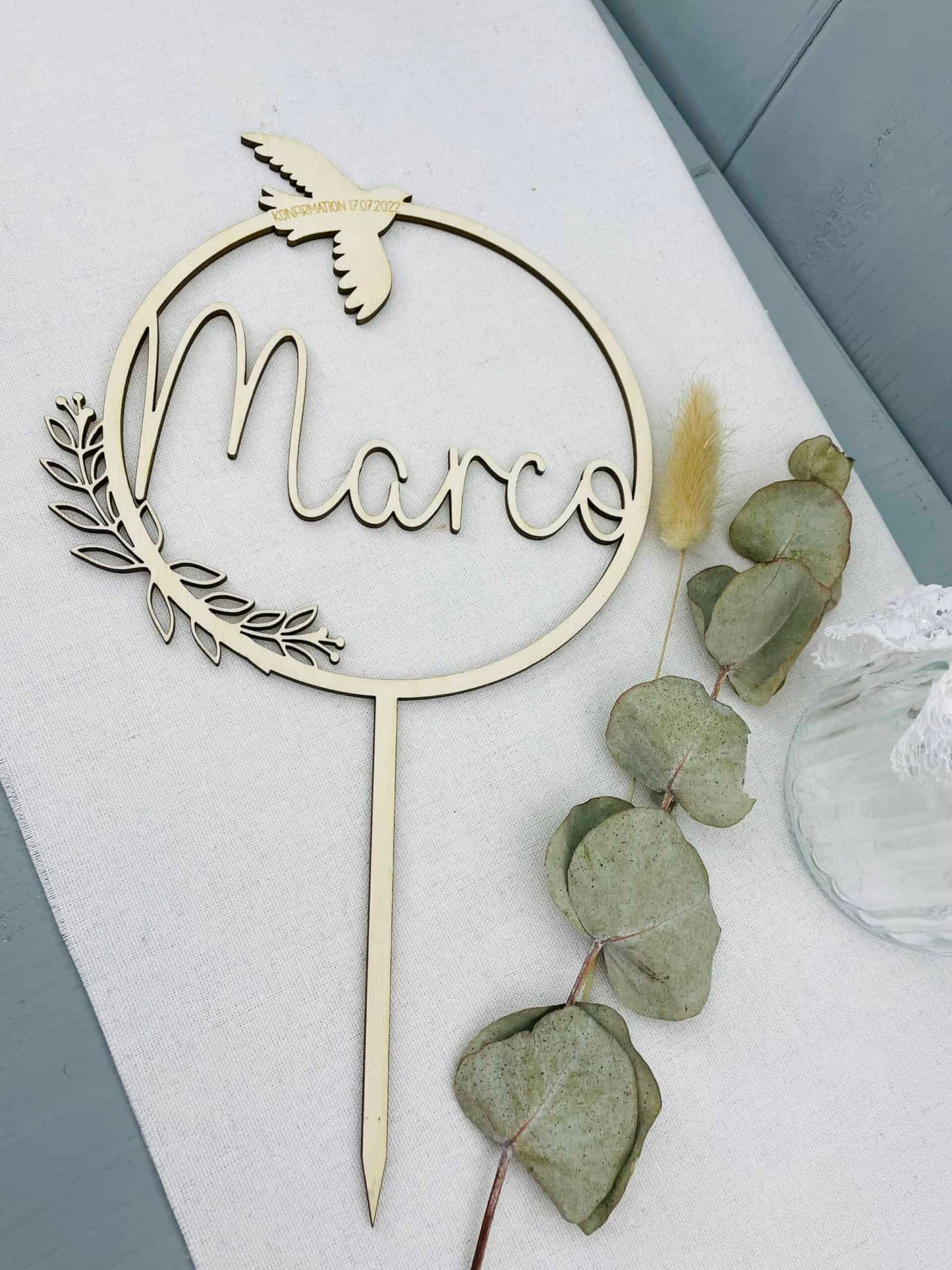 Dekostecker Holz - Kommunion Konfirmation Jugendweihe Rund - 000121