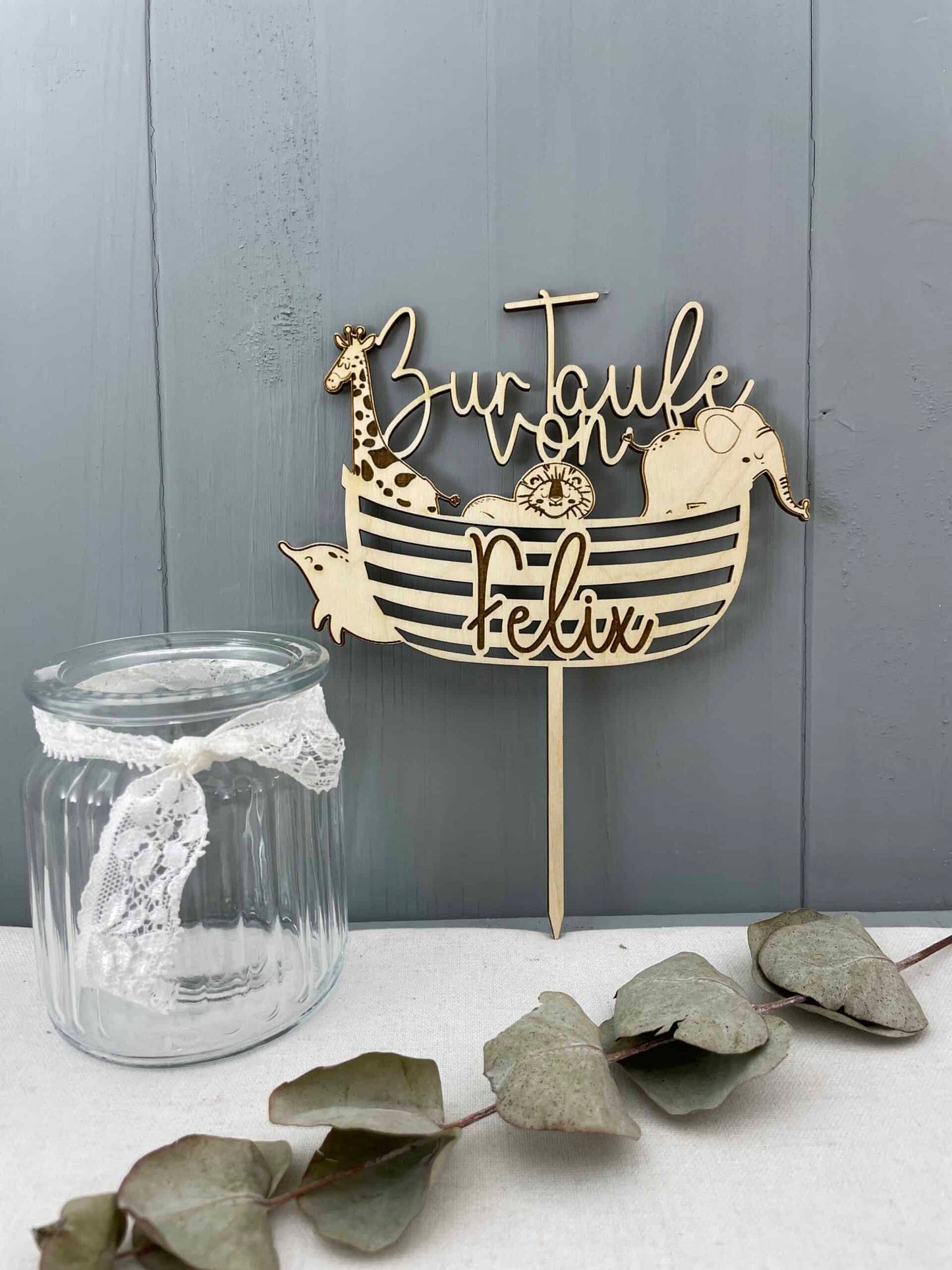 Dekostecker Holz - Arche zur Taufe - 000139