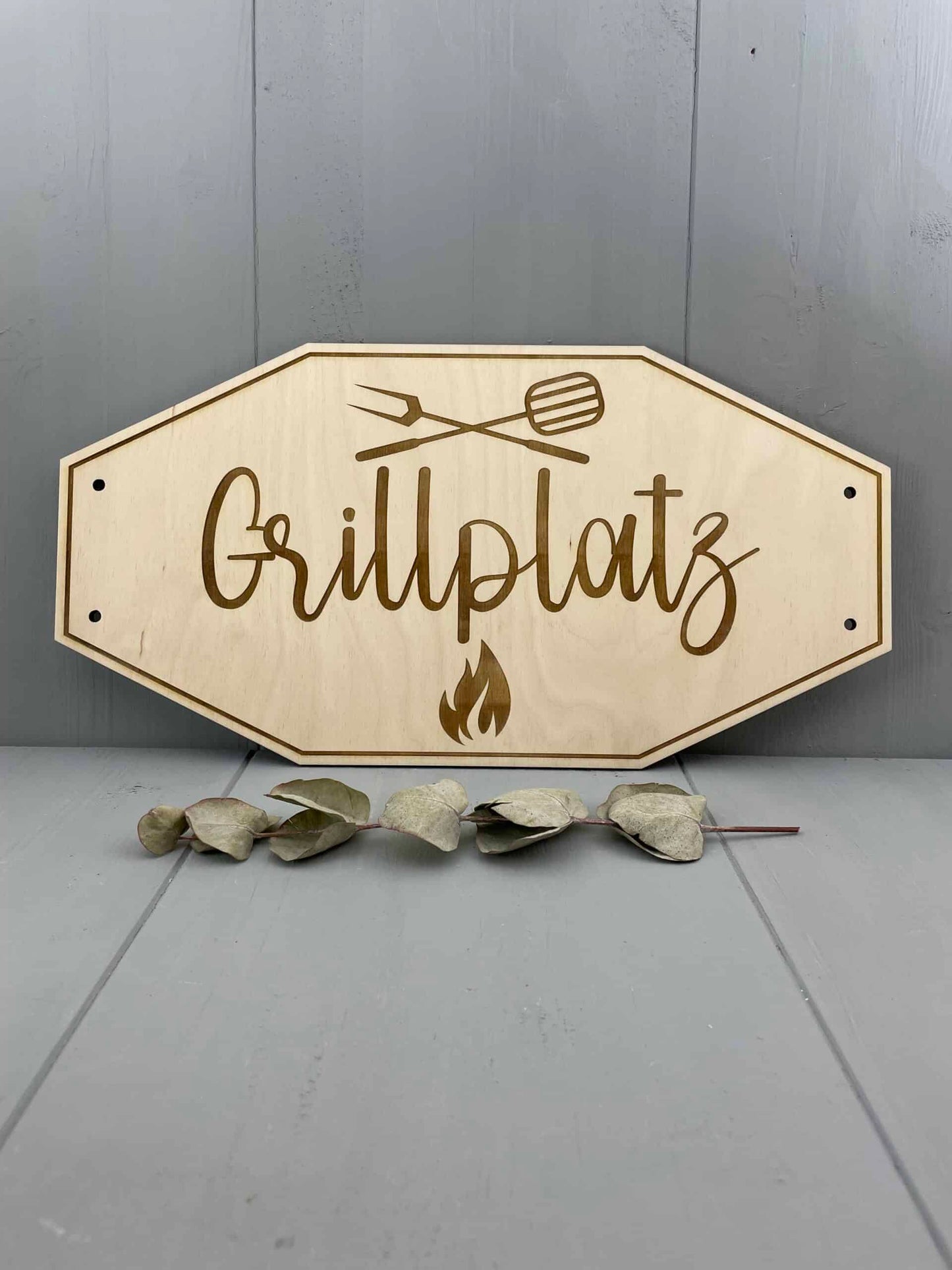 Grillplatz Schild 40x20cm Holz - 000151