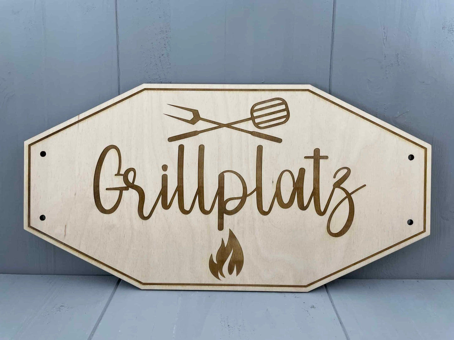 Grillplatz Schild 40x20cm Holz - 000151