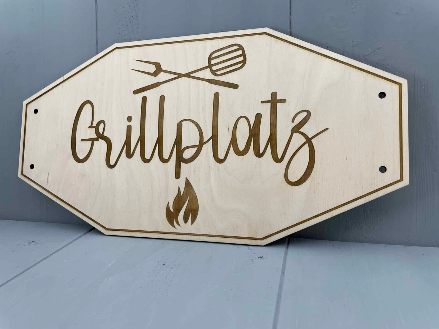 Grillplatz Schild 40x20cm Holz - 000151