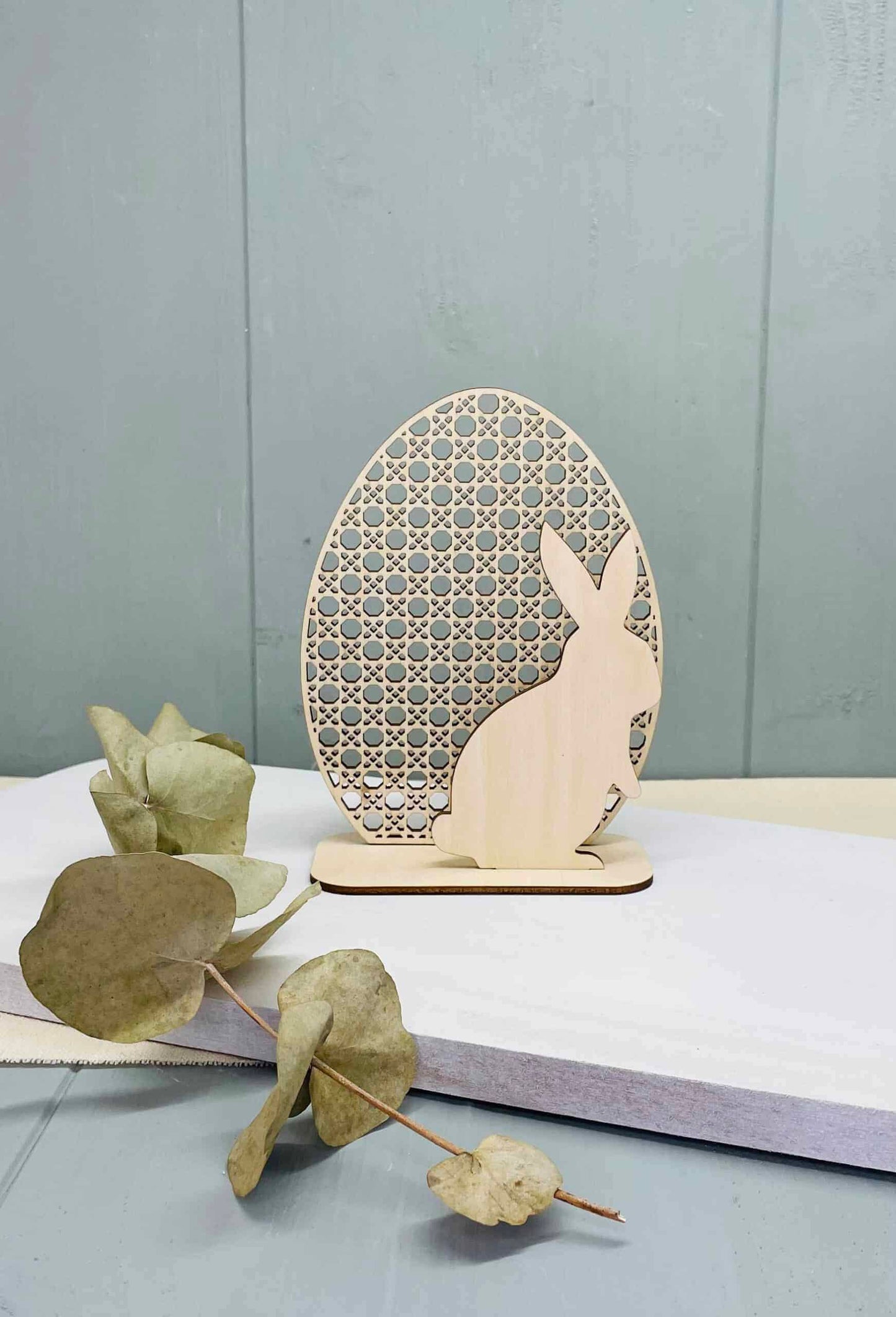 Osterei Osterhase Rattan Aufsteller Deko Holz - 000179