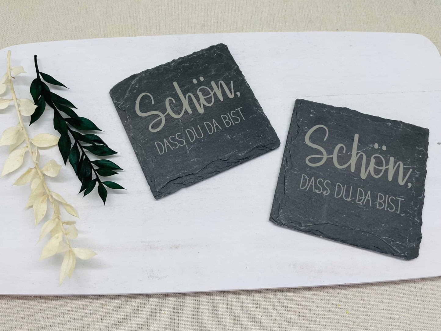 Schiefer Untersetzer graviert 10 x 10 cm