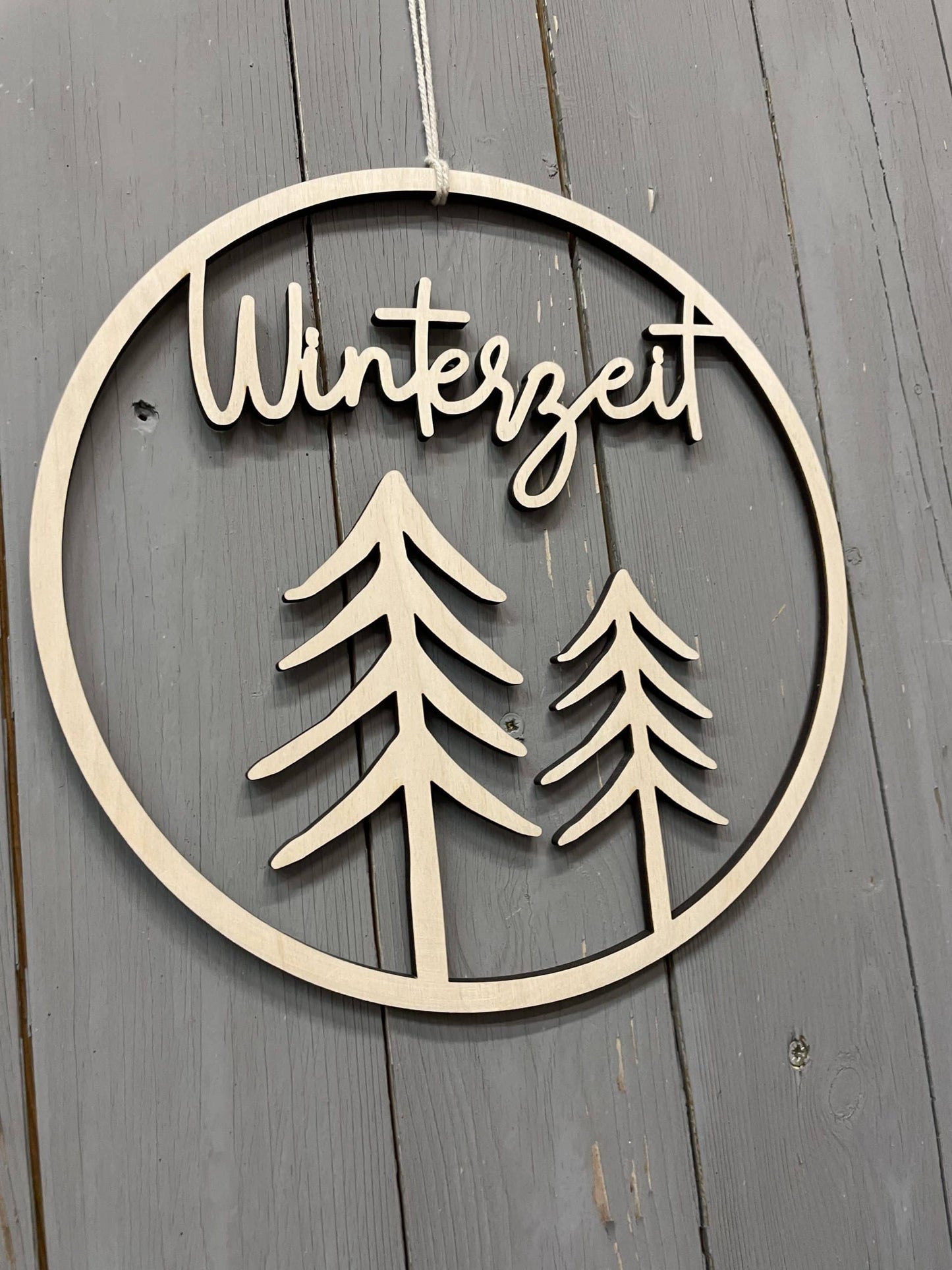 Ring Winterzeit mit Bäumen Weihnachten Holz