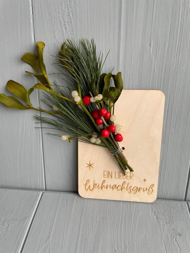 Weihnachtskarten Geschenkkarte Grußkarten Holz A6 - 000085