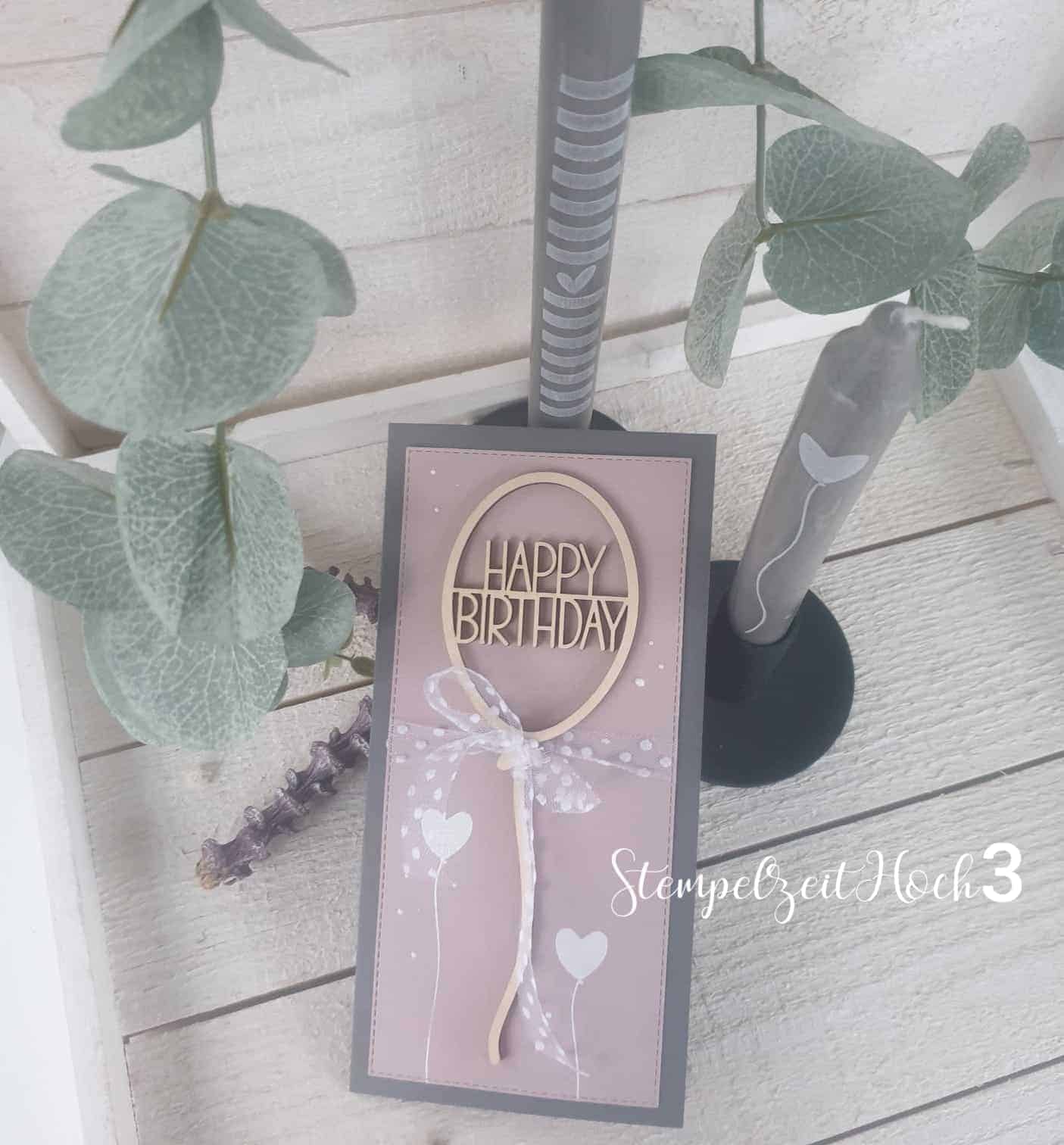 Luftballon Happy Birthday Holz - 18 cm