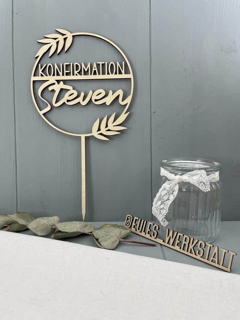Dekostecker Holz - Kommunion Konfirmation Jugendweihe Rund - 000115