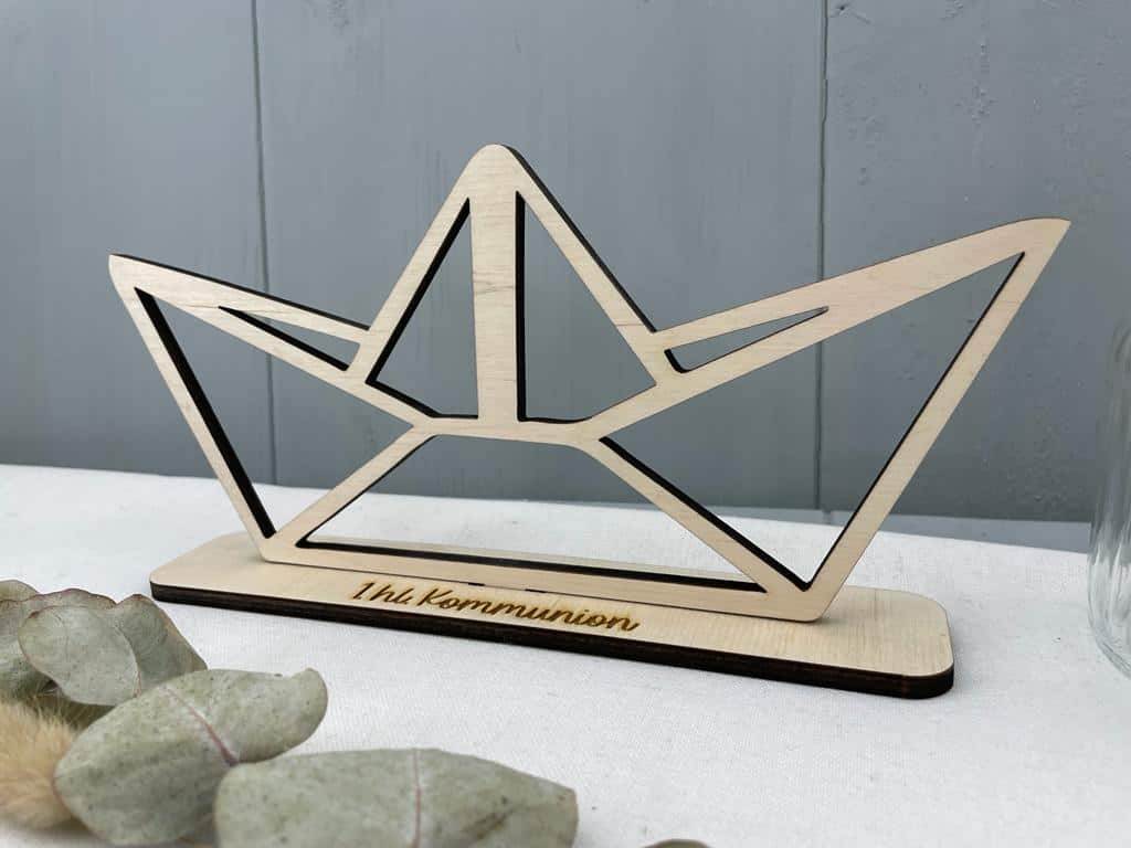 Tischauftsteller Schiff Kommunion Konfirmation Holz