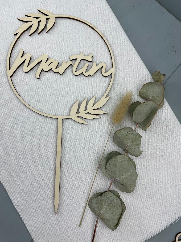 Dekostecker Holz - Wunschname Name Rund - 000114