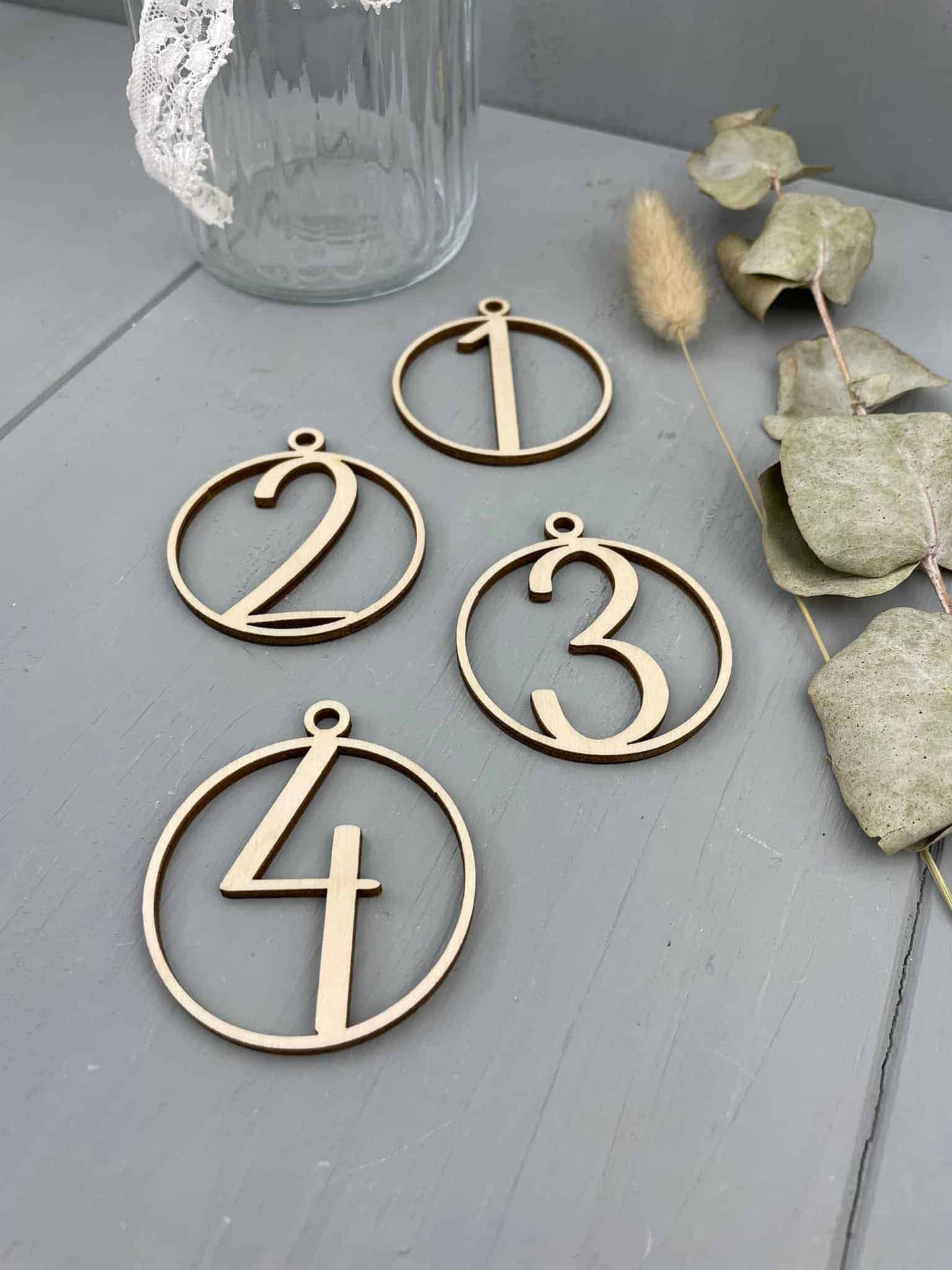 Anhänger Holz Advent Adventskranz Beschriftung 5cm - 4er Set