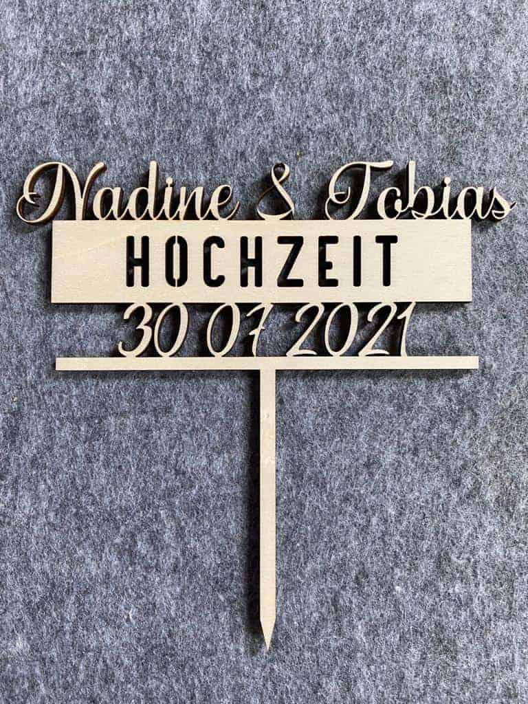 Dekostecker Holz - Hochzeit 150mm 01