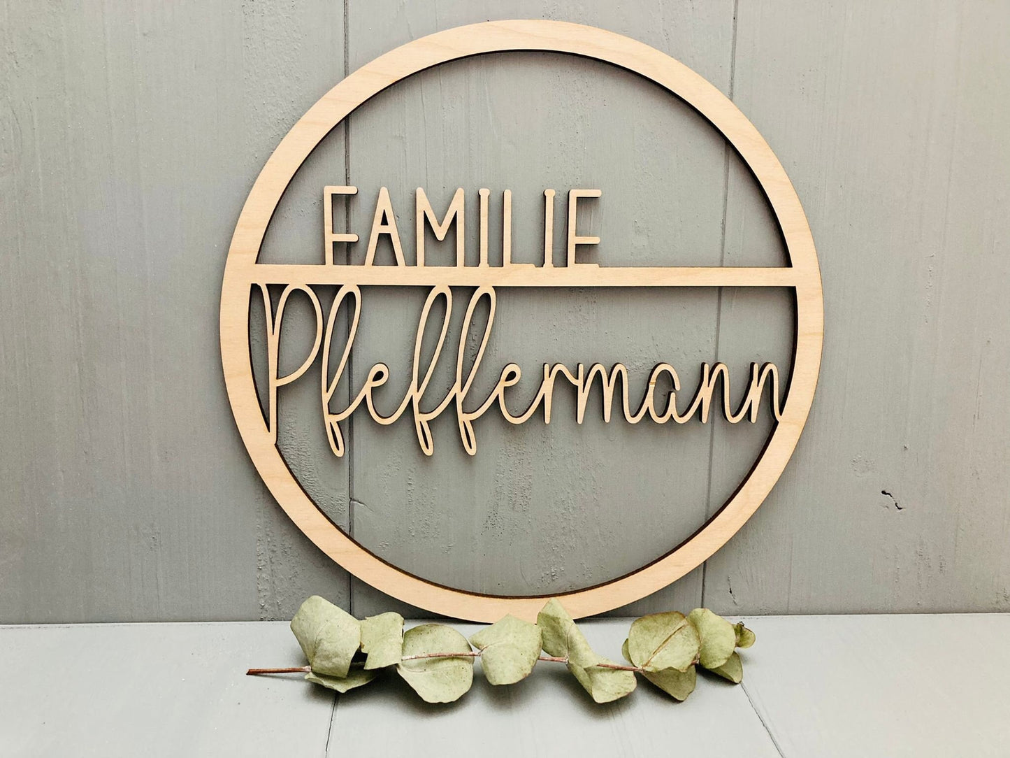 Familienschild Schild rund Family Zuhause Daheim Holz - 000066