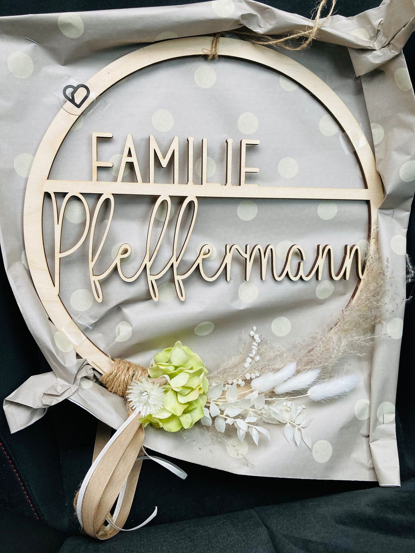 Familienschild Schild rund Family Zuhause Daheim Holz - 000066