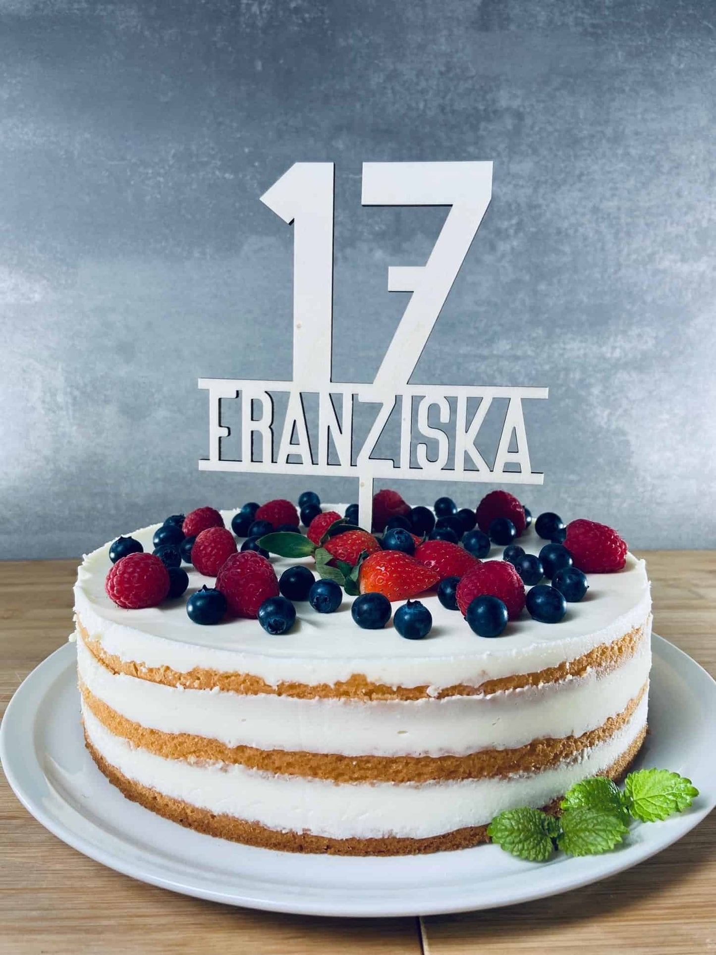 Cake Topper / Tortenstecker Geburtstag150mm Zahl und Name 01