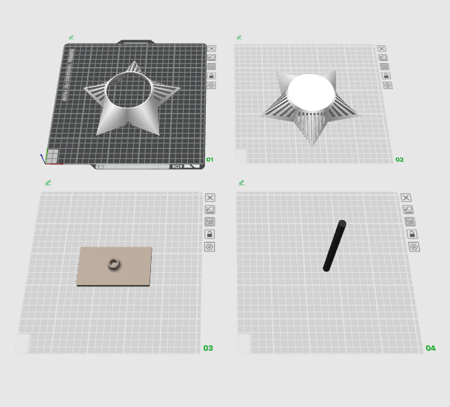 3D Druckdatei - Stern mit Streifen SCARLETT Aufsteller - Bundle