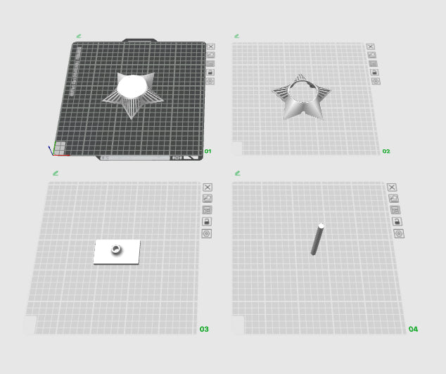 3D Druckdatei - Stern mit Streifen SCARLETT Aufsteller - Bundle