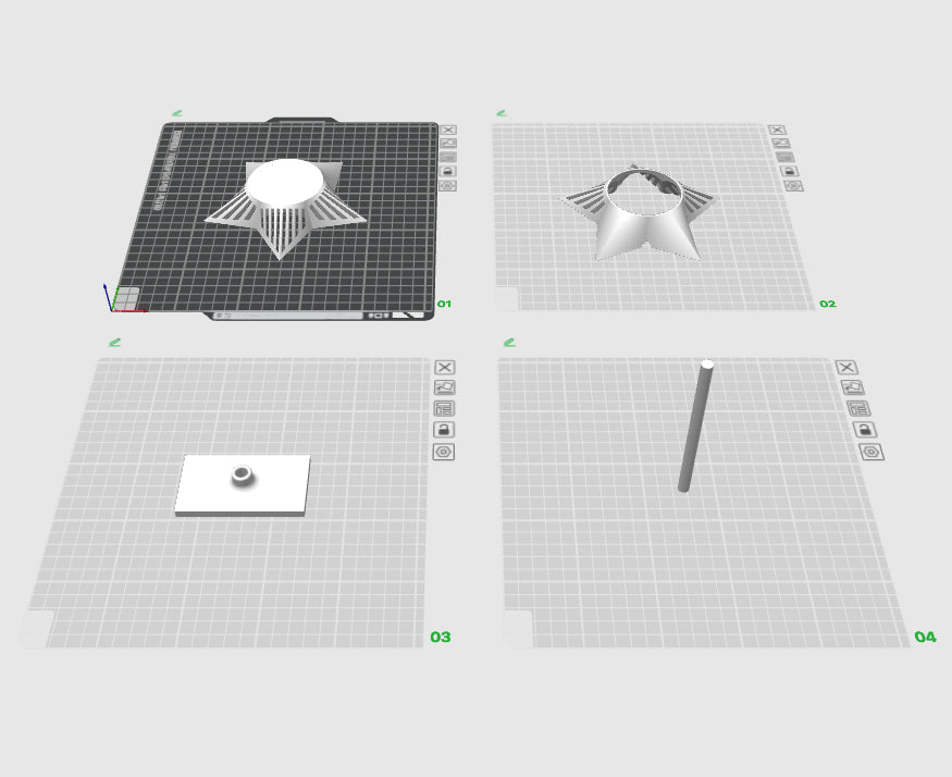 3D Druckdatei - Stern mit Streifen SCARLETT Aufsteller - Bundle