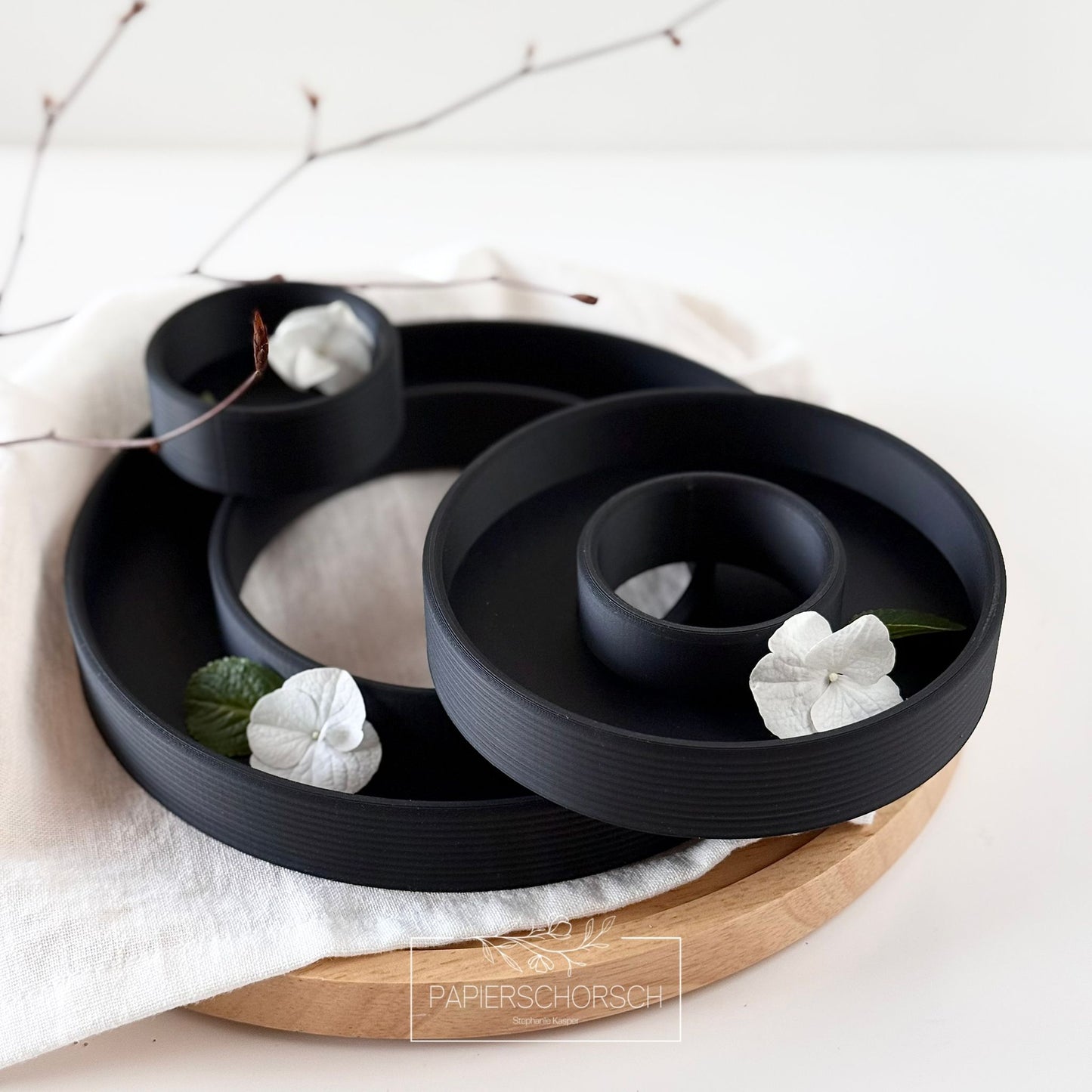 3D Druckdatei - Schalen Etagere 3-stöckig rund