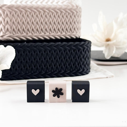 3D Druckdatei - Addon Clip 2x2cm Herz, Blume, Stern "Liesl"